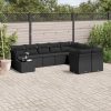 10-dijelni set vrtnih sofa s jastucima crni od poliratana