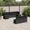 10-dijelni set vrtnih sofa s jastucima crni od poliratana