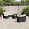 10-dijelni set vrtnih sofa s jastucima crni od poliratana