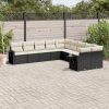 10-dijelni set vrtnih sofa s jastucima crni od poliratana