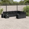 10-dijelni set vrtnih sofa s jastucima crni od poliratana