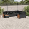 10-dijelni set vrtnih sofa s jastucima crni od poliratana