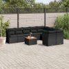 10-dijelni set vrtnih sofa s jastucima crni od poliratana