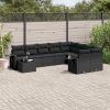 10-dijelni set vrtnih sofa s jastucima crni od poliratana