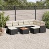 10-dijelni set vrtnih sofa s jastucima crni od poliratana