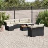 10-dijelni set vrtnih sofa s jastucima crni od poliratana