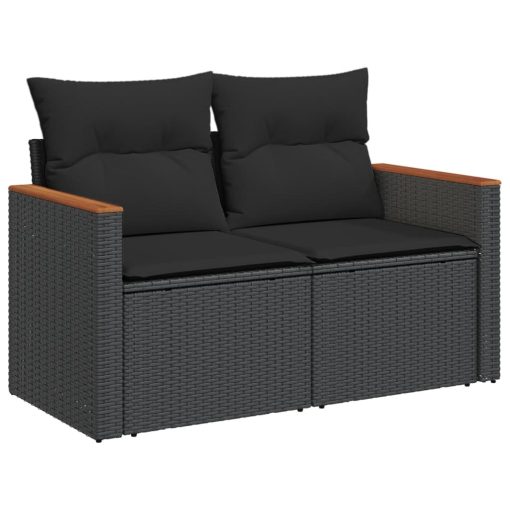 10-dijelni set vrtnih sofa s jastucima crni od poliratana