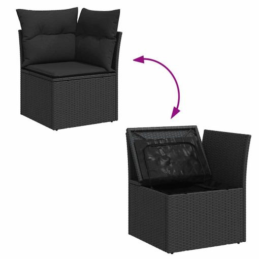10-dijelni set vrtnih sofa s jastucima crni od poliratana