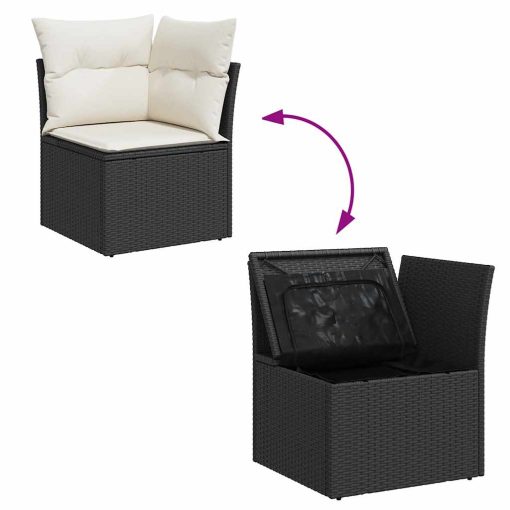 10-dijelni set vrtnih sofa s jastucima crni od poliratana