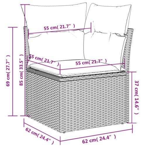 10-dijelni set vrtnih sofa s jastucima crni od poliratana