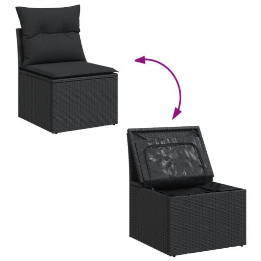 10-dijelni set vrtnih sofa s jastucima crni od poliratana
