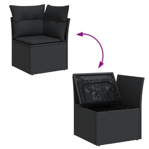 10-dijelni set vrtnih sofa s jastucima crni od poliratana