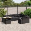 10-dijelni set vrtnih sofa s jastucima crni od poliratana