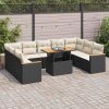 10-dijelni set vrtnih sofa s jastucima crni poliratana bagrem