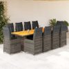 11-dijelni vrtni bistro set od poliratana s jastucima sivi