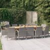 13-dijelni vrtni blagovaonski set s jastucima sivi