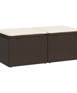 2-dijelni set vrtnih sofa poliratan i bagrem s jastucima smeđi