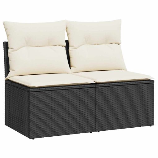 2-dijelni set vrtnih sofa s jastucima crni od poliratana bagrem