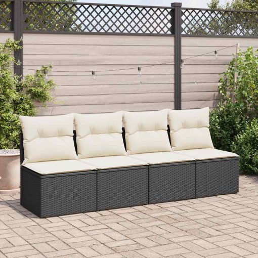 2-dijelni set vrtnih sofa s jastucima crni od poliratana bagrem