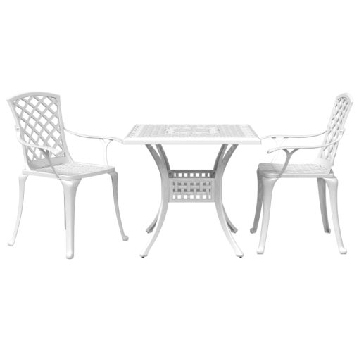 3-dijelni bistro set bijeli od lijevanog aluminija