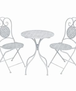 3-dijelni bistro set čelični sivkastobijeli