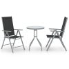 3-dijelni bistro set od aluminija i tekstilena srebrni