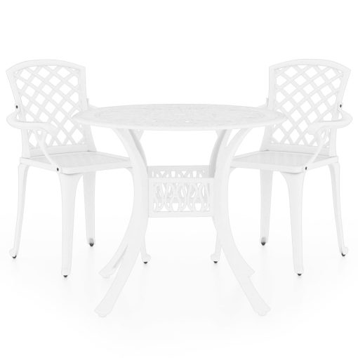 3-dijelni bistro set od lijevanog aluminija bijeli