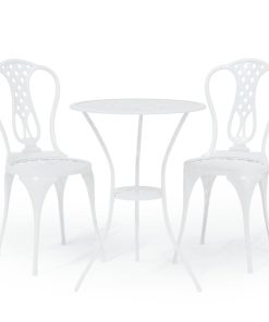 3-dijelni bistro set od lijevanog aluminija bijeli