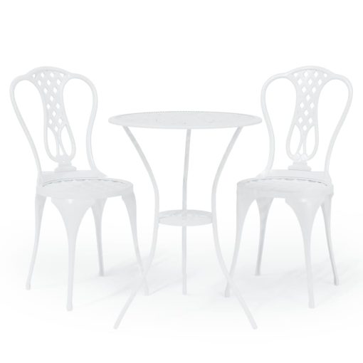 3-dijelni bistro set od lijevanog aluminija bijeli