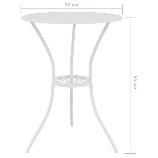 3-dijelni bistro set od lijevanog aluminija bijeli