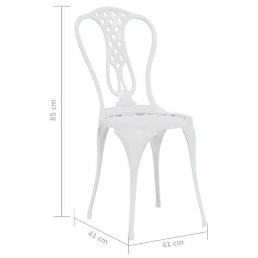 3-dijelni bistro set od lijevanog aluminija bijeli