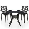 3-dijelni bistro set od lijevanog aluminija crni