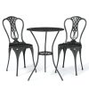 3-dijelni bistro set od lijevanog aluminija crni