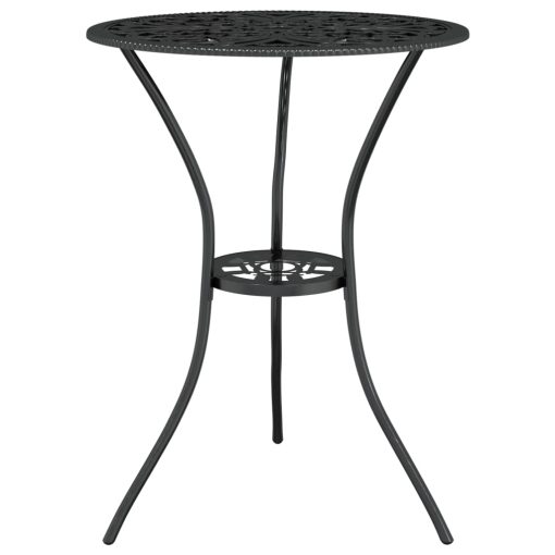 3-dijelni bistro set od lijevanog aluminija crni