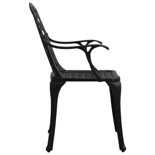 3-dijelni bistro set od lijevanog aluminija crni