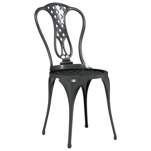 3-dijelni bistro set od lijevanog aluminija crni