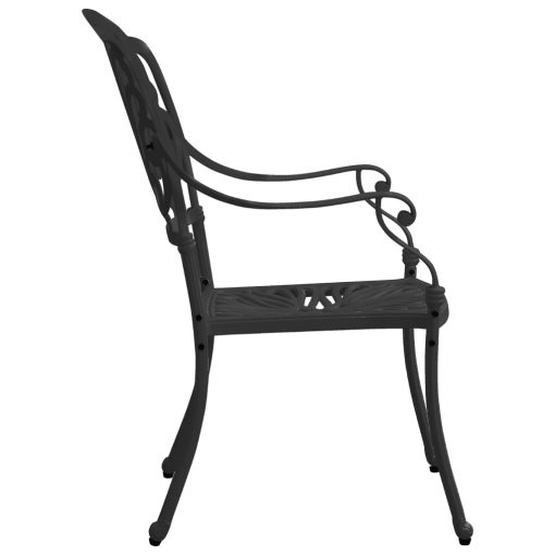 3-dijelni bistro set od lijevanog aluminija crni