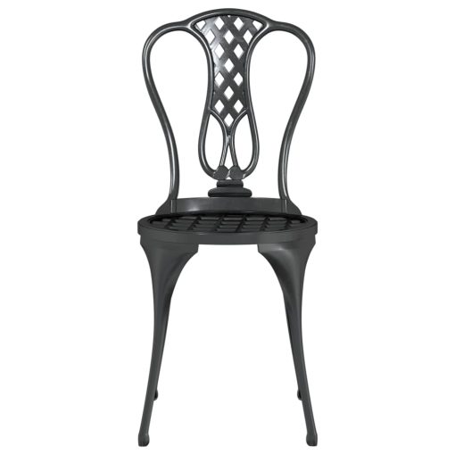 3-dijelni bistro set od lijevanog aluminija crni