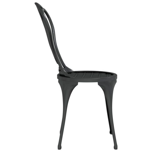 3-dijelni bistro set od lijevanog aluminija crni