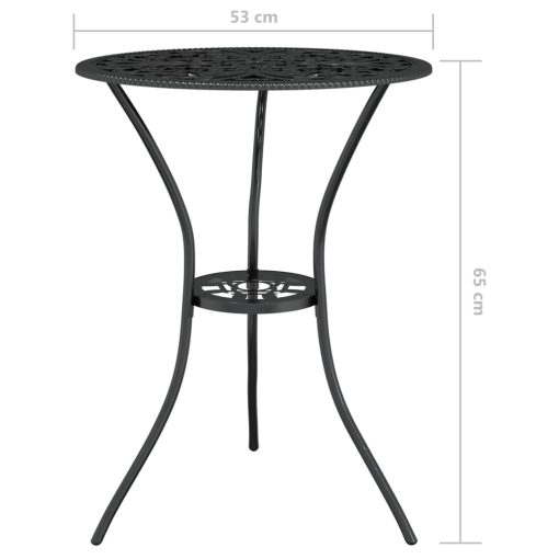 3-dijelni bistro set od lijevanog aluminija crni
