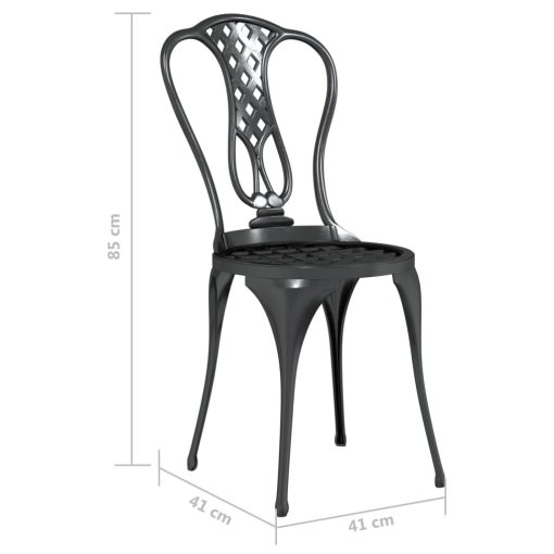 3-dijelni bistro set od lijevanog aluminija crni