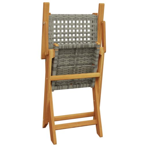 3-dijelni bistro set od poliratana i masivnog drva sivi
