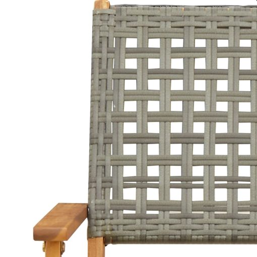 3-dijelni bistro set od poliratana i masivnog drva sivi