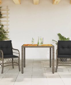 3-dijelni bistro set od poliratana s jastucima sivi