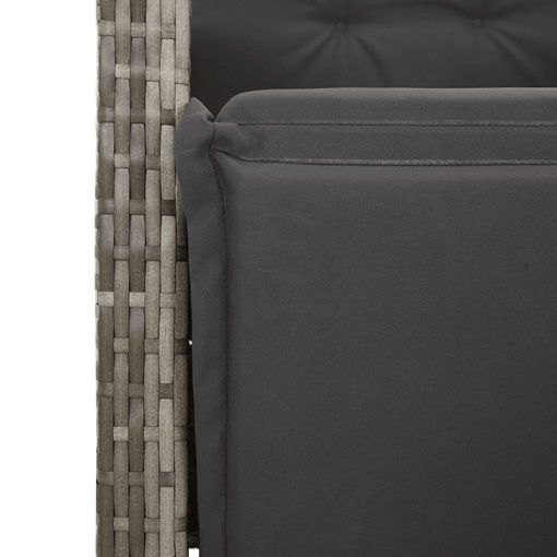 3-dijelni bistro set od poliratana s jastucima sivi