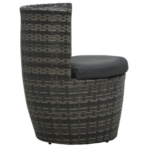 3-dijelni bistro set od poliratana s jastucima sivi