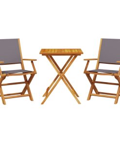 3-dijelni bistro set od tkanine i masivnog drva antracit