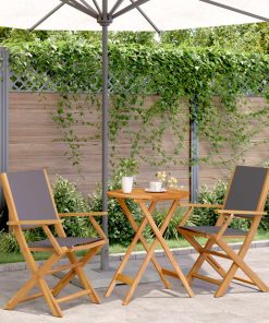 3-dijelni bistro set od tkanine i masivnog drva antracit