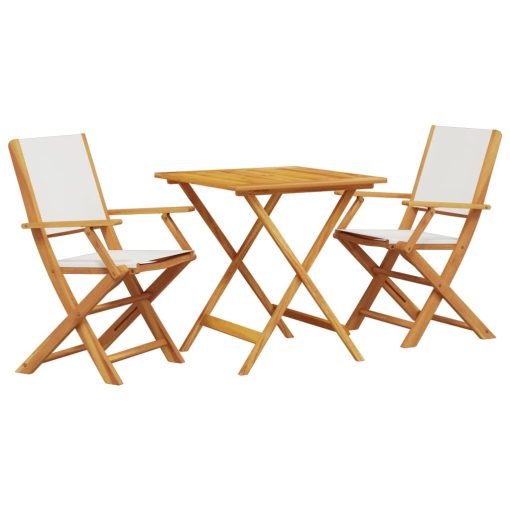 3-dijelni bistro set od tkanine i masivnog drva krem bijelim