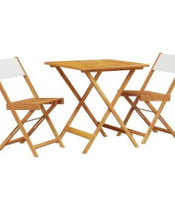 3-dijelni bistro set od tkanine i masivnog drva krem bijelim